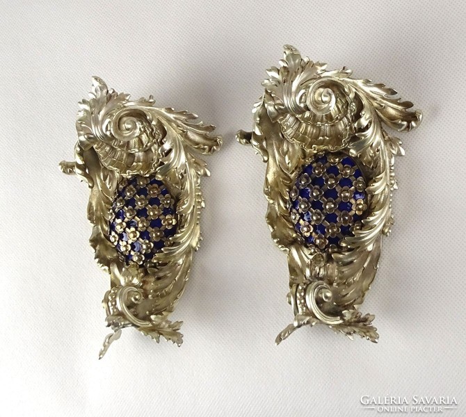 Pair of 0U126 antique enamel silver wall ornament