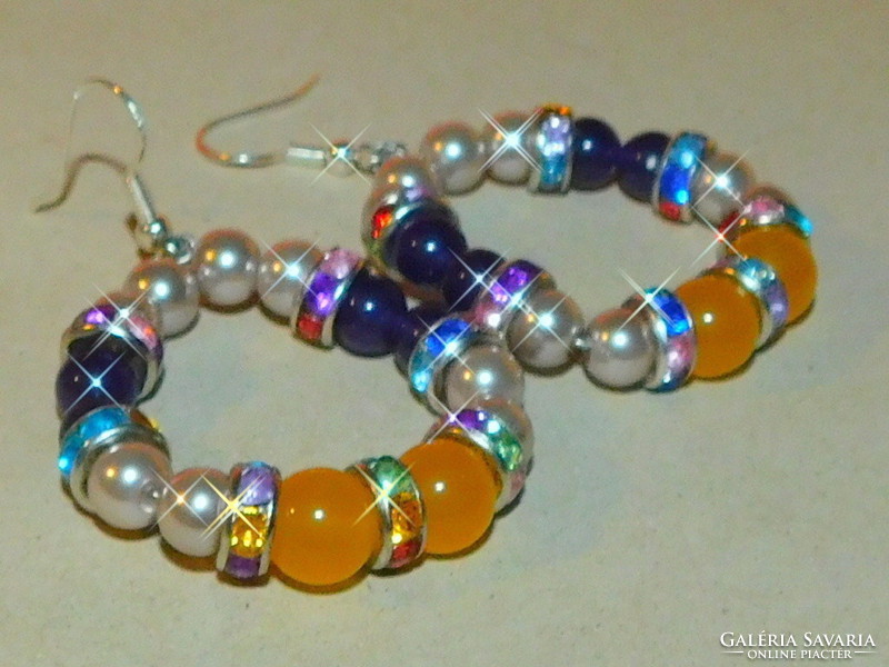 Dreamy pearl-amber hoop craftsman earrings