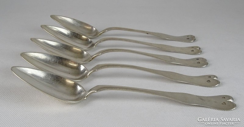 0W313 antique 13 lats silver spoon set 5 pcs 1858