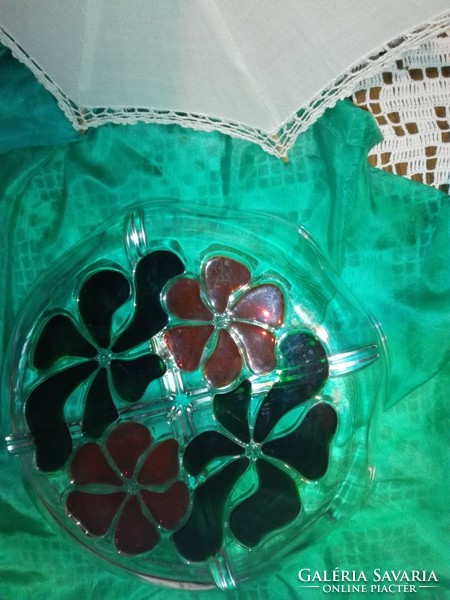 Glass serving bowl, centerpiece ... Four-compartment serving tray.