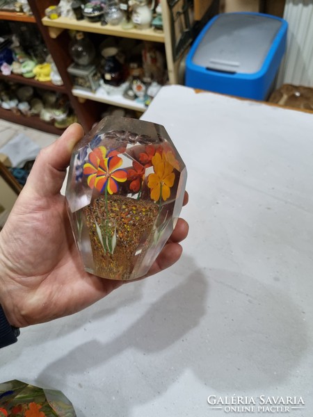 Old glass leaf weight