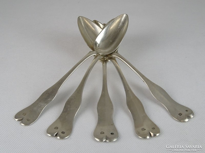 0W313 antique 13 lats silver spoon set 5 pcs 1858