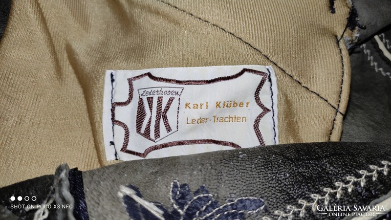 Értékes díszlánccal Karl Klüber Vintage Lederhose népviselet bőr nadrág térdnadrág vadász nadrág