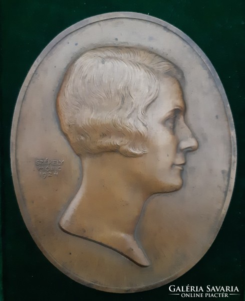 Székely móric: lady with jack hairstyle 1924, bronze relief, relief