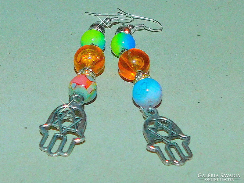 Fresh fatima hand beaded craft earrings 8 cm!