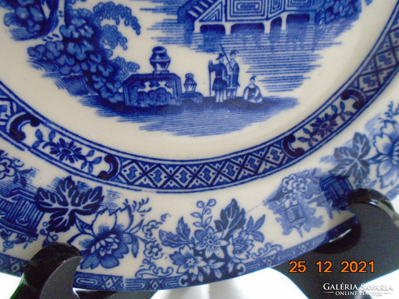 1920 Roval Doulton kobaltkék MADRAS Keleti pagodás, virágmintás tányér