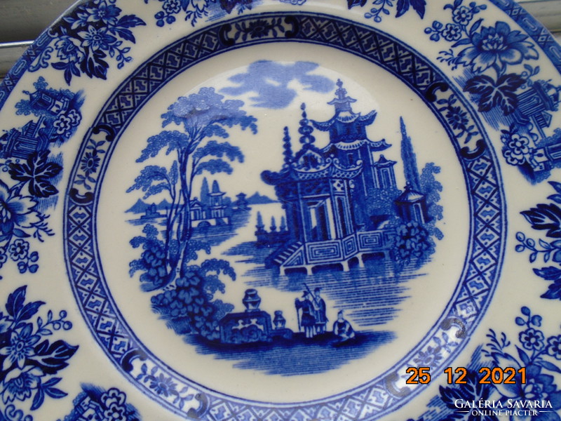 1920 Roval doulton cobalt blue madras oriental pagoda with flower pattern plate