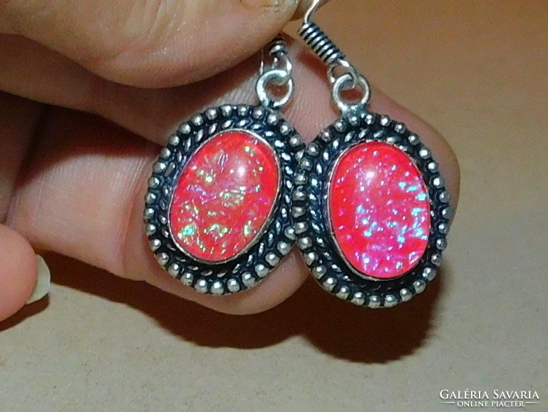 Opal shiny Tibetan silver ethnic earrings