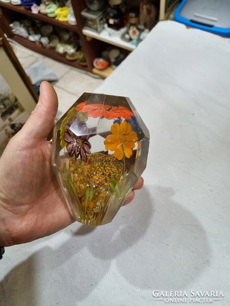 Old glass leaf weight