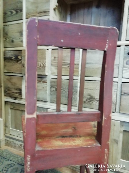 Vintage burgundy chair, shabby back kitchen chair