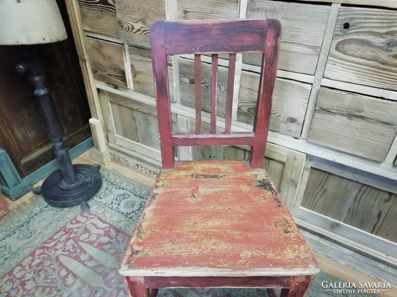 Vintage burgundy chair, shabby back kitchen chair