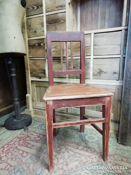 Vintage burgundy chair, shabby back kitchen chair