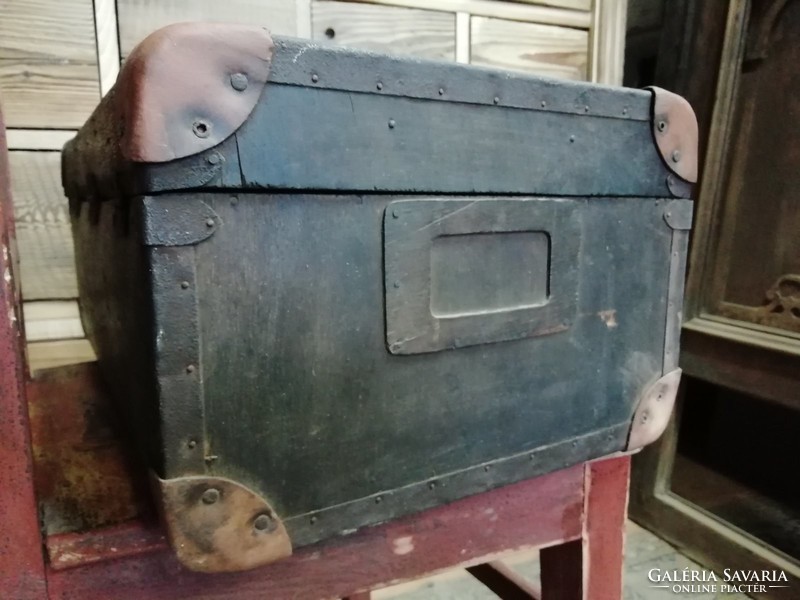 Wooden suitcase, small marked suitcase, traveling suitcase from the beginning of the 20th century