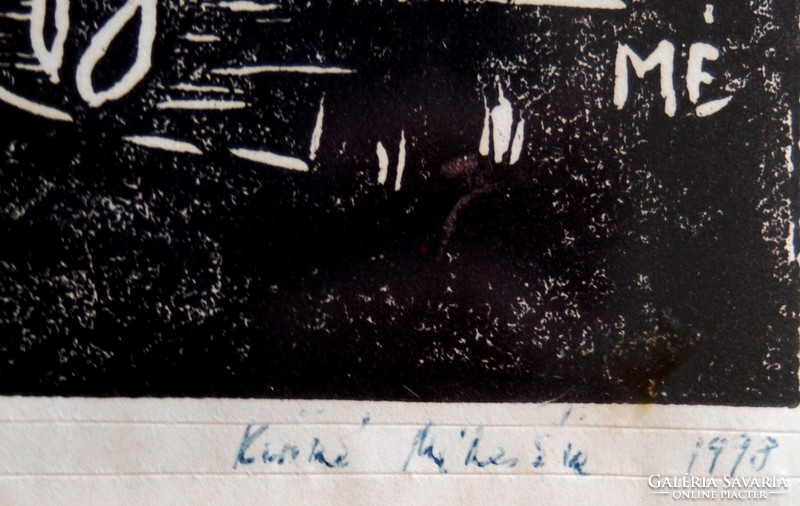 Éva Mikes: village chair, 1978 - linoleum engraving, framed
