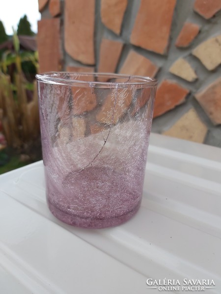 Lilás pohár  repesztett Fátyolüveg fátyol karcagi berekfürdői üveg