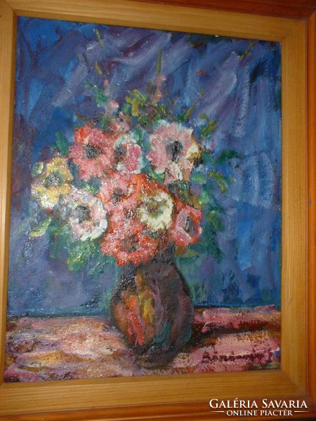 Böszörményi / 1932-2021) flower still life p., Far., With frame