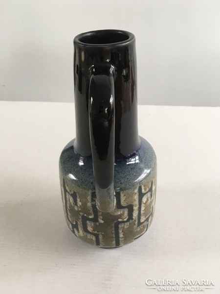 Retro, German, mid-century modern web in hallensleben with fired glazed ceramic vase