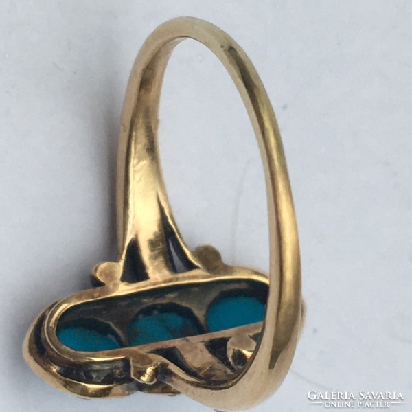 Antique Victorian gold ring with turquoise 50's