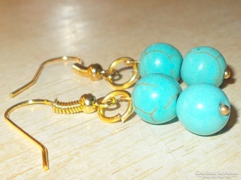 Turquoise mineral stony pearl gold gold filled earrings
