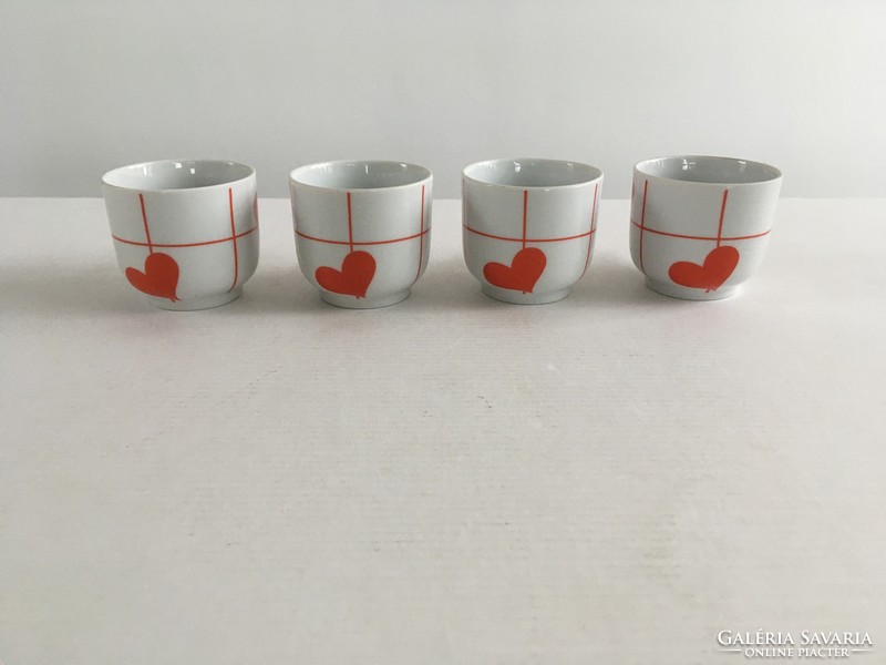 Old, retro lowland porcelain heart, heart heart pattern 4pcs coffee cup + saucer, mocha set