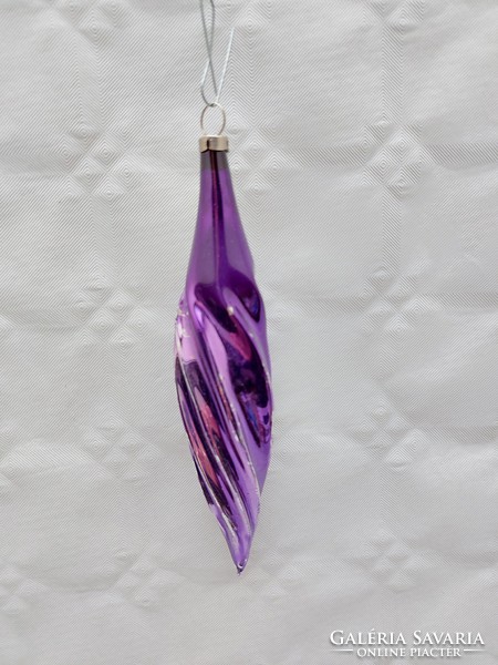 Old glass Christmas tree decoration with purple icicle glass decoration