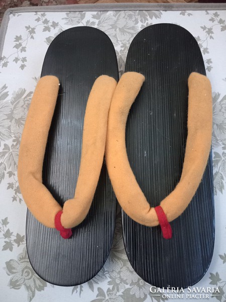 Traditional Japanese new lacquered wood slippers that are still worn for kimonos today