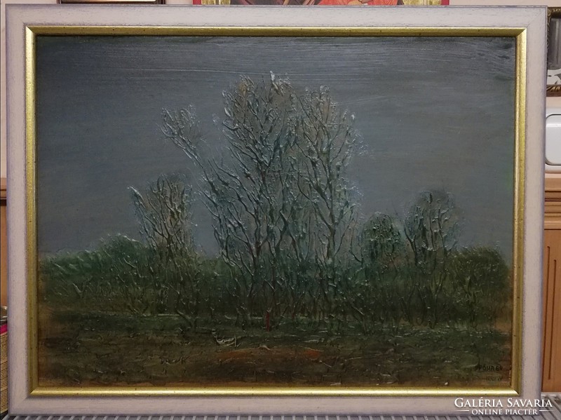 György Póka painting, with special technique, in a beautiful, new frame (km.46 X 60)