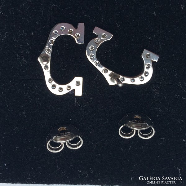 18K white gold brilliant diamond earrings with letter “C” vintage