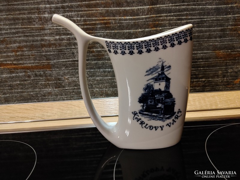 Karlovy vary brandy porcelain drinker with a hollow handle