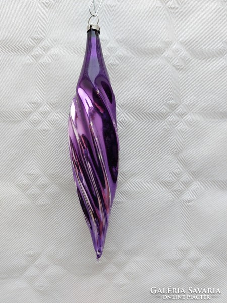 Old glass Christmas tree decoration with purple icicle glass decoration