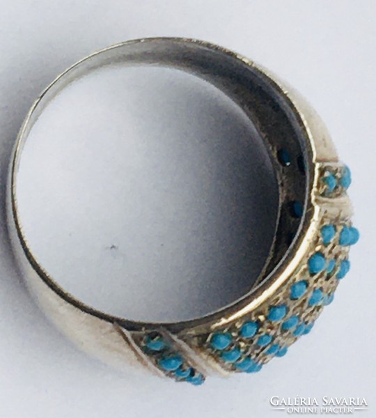 Nagy Ezüst Gyűrű Kék Üvegkövekkel Régi 53-as