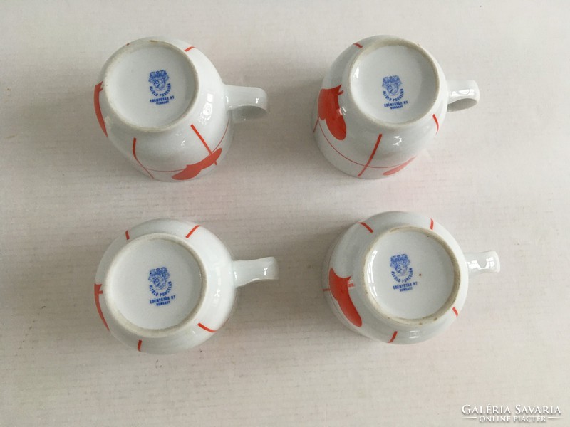 Old, retro lowland porcelain heart, heart heart pattern 4pcs coffee cup + saucer, mocha set