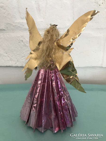 Old wax-headed angel Christmas tree ornament top decoration