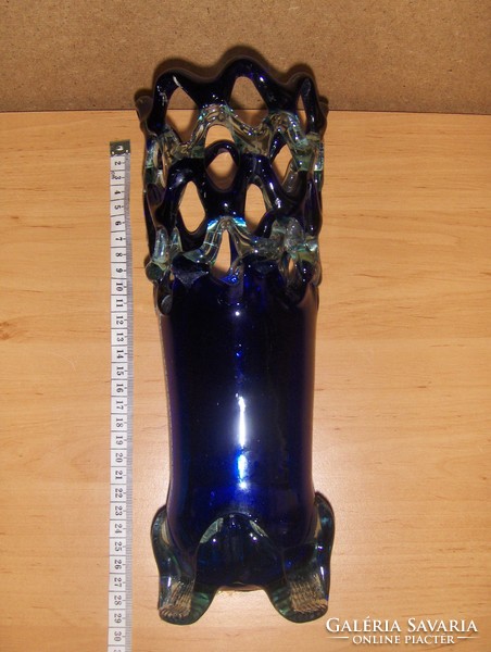 Decorative openwork blue-green glass vase 27 cm (6 / d)