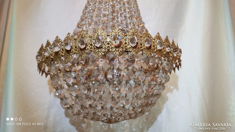 Magnificent shining ampolna mid century preciosa jablonec crystal chandelier original basket chandelier