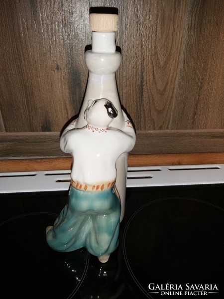 Szovjet ZHK Polonne orosz porcelán butykos palackos Kozák ember figura nipp figura Gyűjtői darab