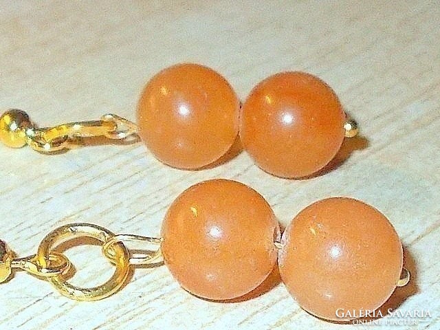 Orange coral mineral pearl gold gold filled earrings