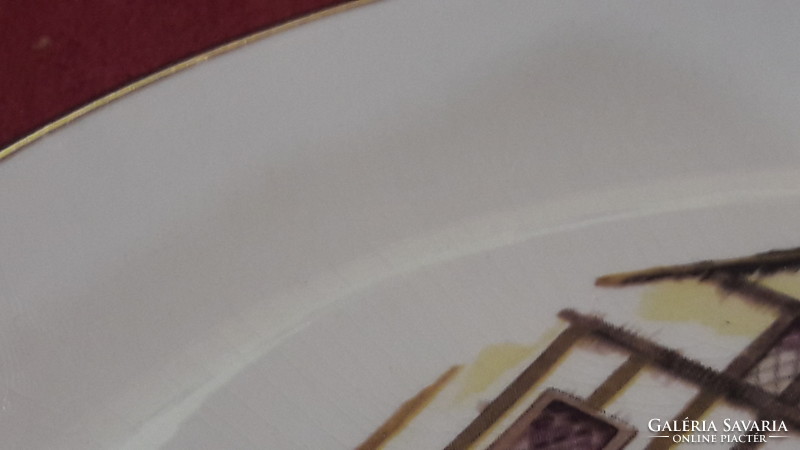 Biedermeier utcajelenetes porcelán tányér (L1938)