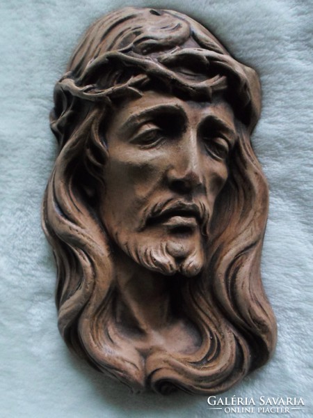 Régi Jézus fej fali kerámia dombormű