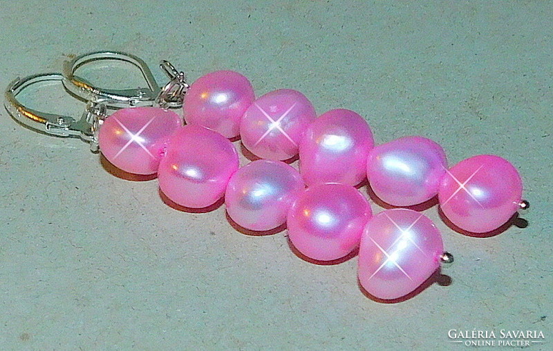 Pink akoya real pearl earrings 5.5 Cm!