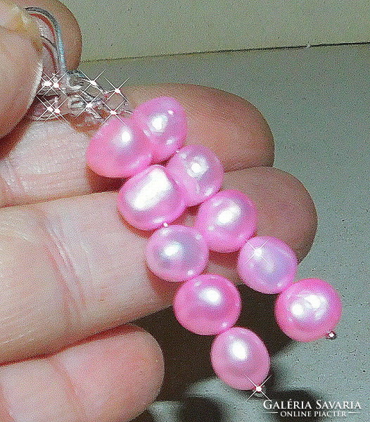 Pink akoya real pearl earrings 5.5 Cm!