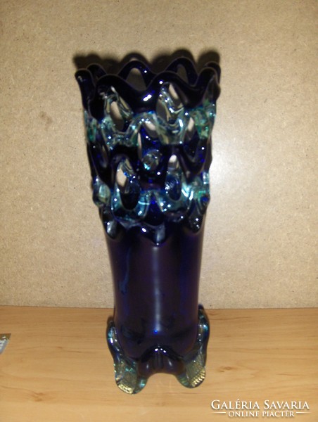 Decorative openwork blue-green glass vase 27 cm (6 / d)