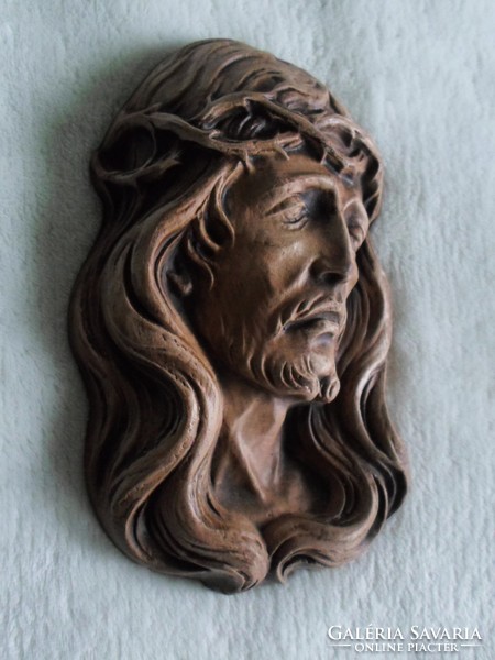 Old Jesus head wall ceramic relief