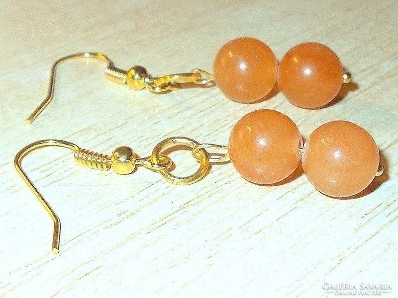 Orange coral mineral pearl gold gold filled earrings