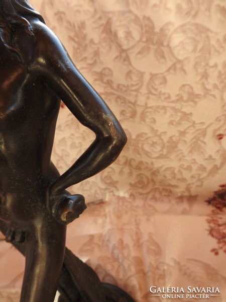 Mitológia Bronz szobor – Donatello Dávidja – Donatello aláírásával  Mitológia bronz