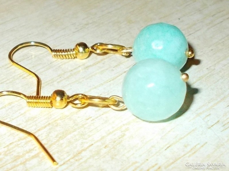 Aquamarine mineral pearl gold gold filled earrings