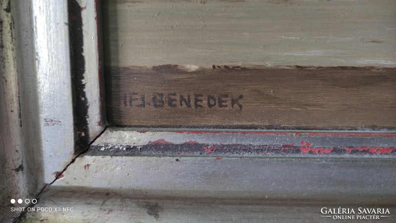 Ifj. Benedek Jenő ( 1939 - 2019 ) - Törött kancsó - keretezett olaj / farost festmény