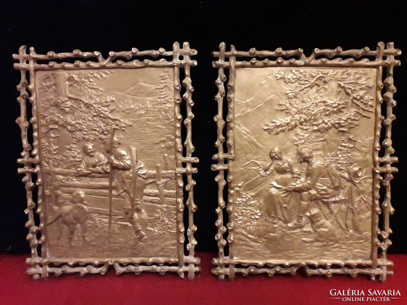 2 pcs. Hunter / copper relief