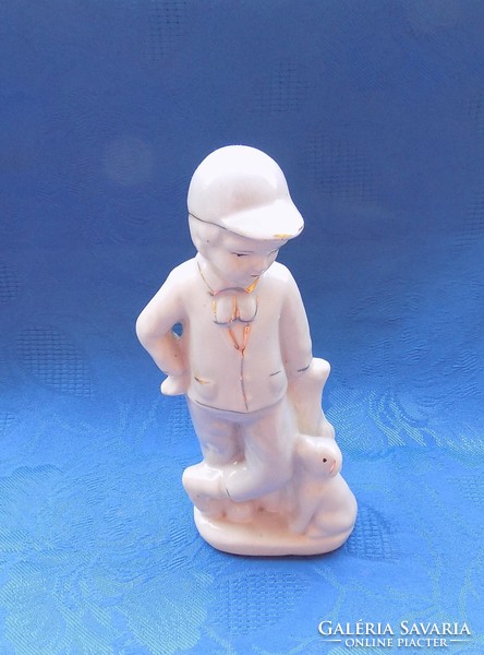 Gerold porcelain boy with dog figure 18.5 cm (po-2)
