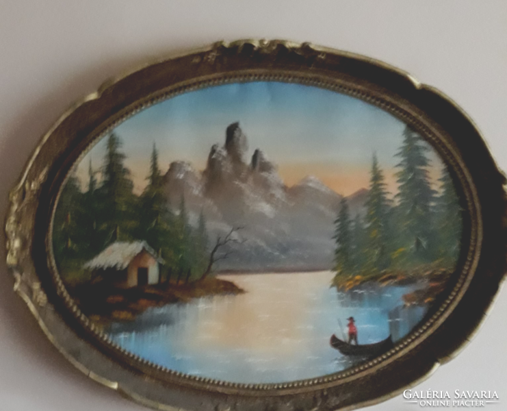 Oil painting oval with a nice frame, large size